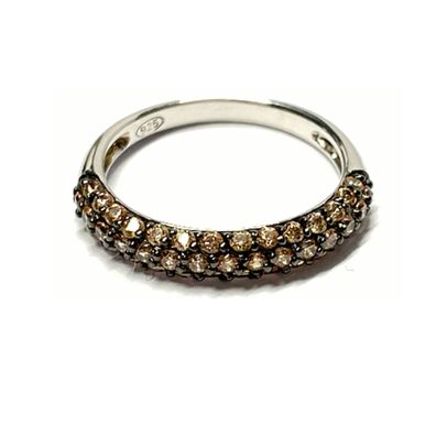 Bandring 925/- Silber rhodiniert Zirkonia champagnerfarbig Silberring Ring #52