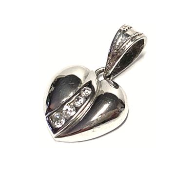 Anhänger 585/- Weißgold Zirkonia Herz Herzanhänger Kettenanhänger Liebe