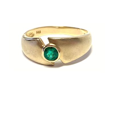 Ring 585/- Gelbgold Smaragd matt Solitärring Schmuckring #62