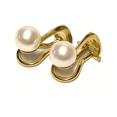 Ohrclips 333 / / Gelbgold Süßwasser Zuchtperle 7mm Klassiker