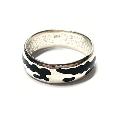 Bandring 925/- Silber Lack schwarz Glanz XS Größe #49