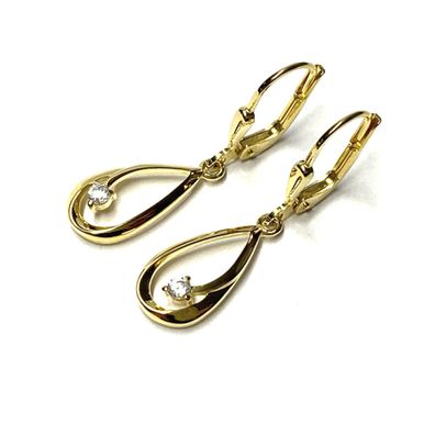 Ohrring 333/- Gold Zirkonias tropfenförmig Glanz Ohrhänger