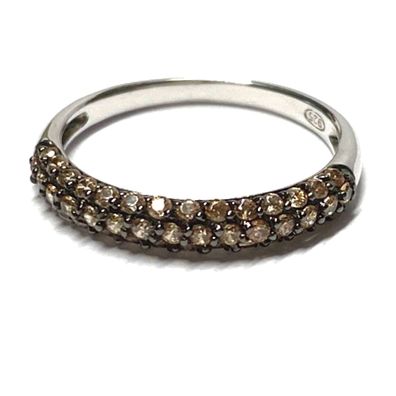 Bandring 925/- Silber rhodiniert Zirkonia champagnerfarbig Silberring Ring #58