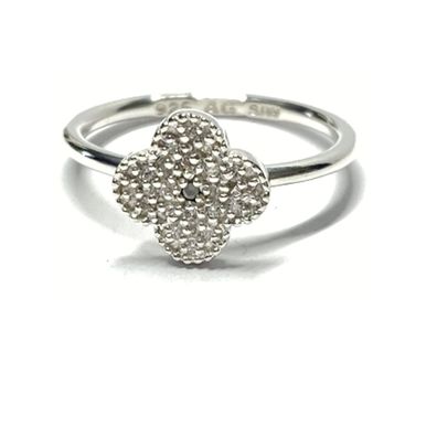 Ring 925 Silber Zirkonia Blütenmotiv Solitärring Silberring #58