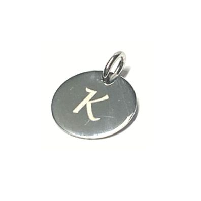 Buchstaben Anhänger K 585 Weißgold poliert rund Scheibe Kettenanhänger 11mm