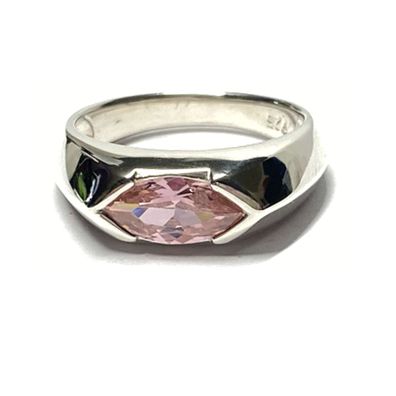 Ring 925 Silber Zirkonia rosa glänzend edel festlich Schmuckring moderner Schliff #56