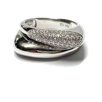 Silberring 925 Silber rhodiniert Zirkonia poliert Schmuckring #53