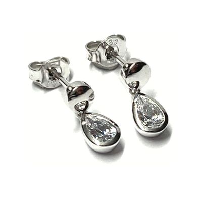 Ohrring 333/- Weißgold Zirkonia tropfenförmig Ohrhänger Trendschmuck