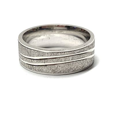 Bandring 925 Silber rhodiniert eismatt Musterung Silberring #63