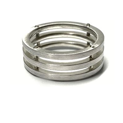 Bandring 925 Silber + Palladium Nieten matt Strukturiert Silberring Trauring