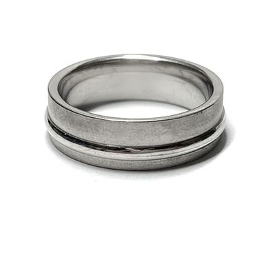 Bandring 925 Silber rhodiniert matt 7mm breit Silberring #64
