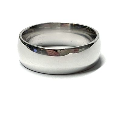 Bandring 925/- Sterling Silber rhodiniert glatt gewölbt 8mm poliert Glanz #67