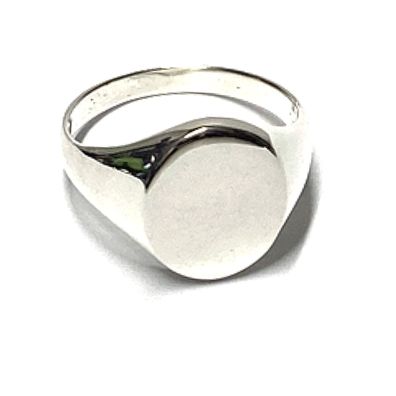 Ring 925 Silber Glanz poliert Herrenring Siegelring oval #62