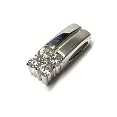 Anhänger 925 Silber rhodiniert Zirkonia teilweise matt Solitäranhänger Kettengleiter