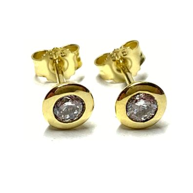 Ohrring 375/- Gelbgold Zirkonia Ohrstecker 5mm Solitär Zweitstecker