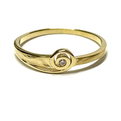 Ring 585/- Gold Zirkonia Schmuckring zart dezent Solitär #60