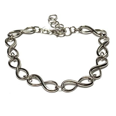 Armband 925 Silber rhodiniert Unendlichkeitsachten umlaufend 16-19cm