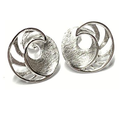 Ohrring 925 Silber eismatt Glanz Kreisform durchbrochen Ohrstecker