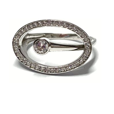 Silberring 925 Silber rhodiniert Zirkonias poliert einfarbig #54