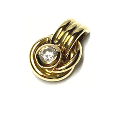 Anhänger 585 Gelbgold Zirkonia rund Klassiker Goldanhänger