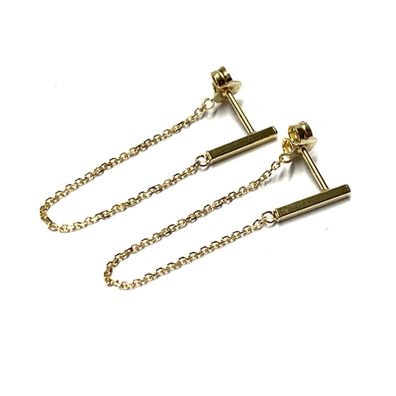Ohrstecker 375 Gelbgold modern einfarbig Kettchen Ohrring