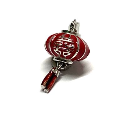 Charm Anhänger asiatischer Lampion rot Silber 925 rhodiniert Bettelarmband Anhänger