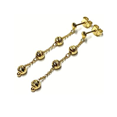 Ohrring 375/- Gelbgold diamantiert Kugel 4mm Ohrstecker Kettchen