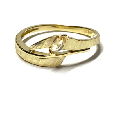 Goldring 333/- Gold Citrin hell navette Schmuckring Ring #58