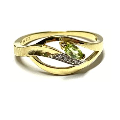 Goldring 333/- Gold Peridot grün + Zirkonia Schmuckring Ring #54