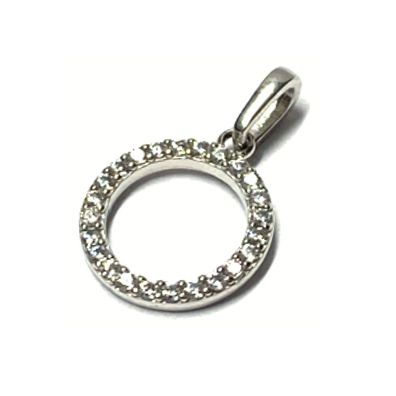 Anhänger 585/- Weißgold Ring Kreis Zirkonia Kettenanhänger