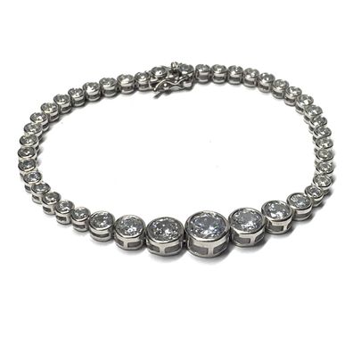 Armband Zirkonia 925 Silber rhodiniert poliert GrößenVerlauf19 cm Klassiker