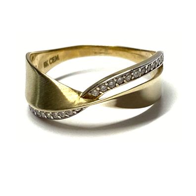 Schmuckring 333/- Gold bicolor Zirkonia Glanz matt Ring Goldring #58