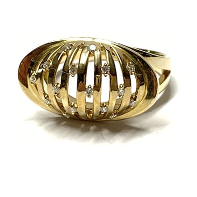 Goldring 585/- GG Brillanten 0,130ct w/P1 (16Steine) Klassiker Schmuckring #58