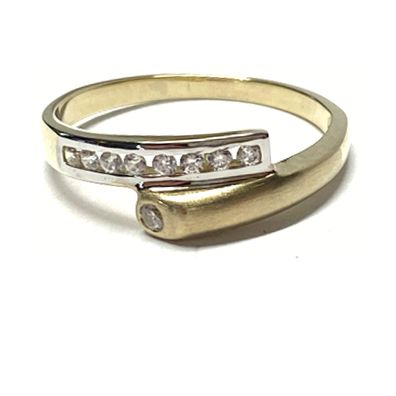 Ring 333/- Gelbgold Zirkonia Schmuckring bicolor Goldring teilweise matt #58
