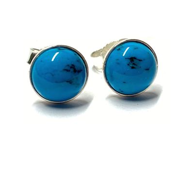 Ohrstecker Türkis 925 Silber Cabochon rund 8mm Ohrring