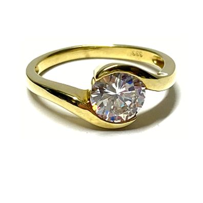 Ring 333/- Gelbgold Zirkonia Glanz Klassiker Solitärring Schmuckring Vorsteckring #50