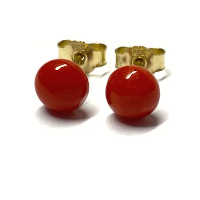 Koralle Ohrstecker 333/- Gold 7 mm Donut Klassiker Ohrring