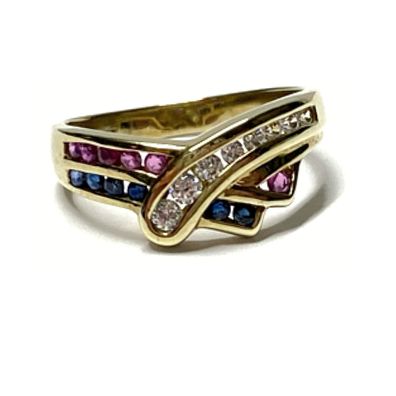 Ring 333/- Gelbgold Rubin Safir Zirkonia Glanz Klassiker Schmuckring Vorsteckring #47
