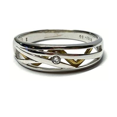 Ring 333/- Weißgold Zirkonia Schmuckring bicolor Goldring #64