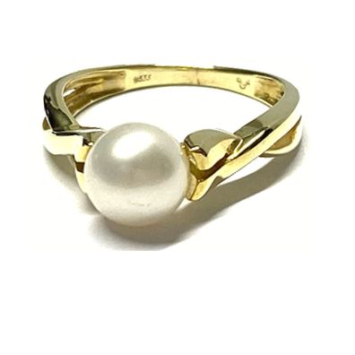 Ring 333/- Gelbgold Perle SWP 7,5mm Glanz Klassiker Solitärring Schmuckring