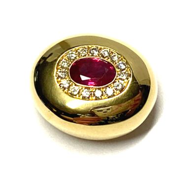 Anhänger 750 Gold Rubin rot + Brillanten 0,15ct TW/si Gelbgold Solitär