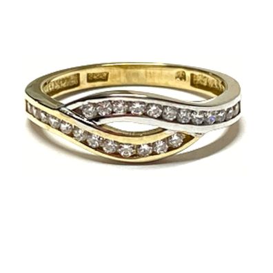 Schmuckring 333/- Gold bicolor Zirkonia Glanz Ring Goldring #56