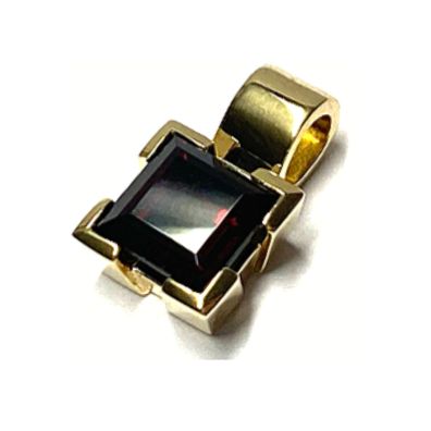 Anhänger 375/- Gold Granat quadratisch facettiert 8x8mm Kettengleiter