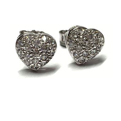 Ohrring 585/- Weißgold Zirkonia Herz herzform Pavé Ohrstecker