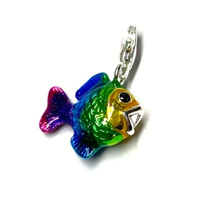 Charm Anhänger Fisch bunt Regenbogen Silber 925 Bettelarmband Anhänger Sammelanhänger