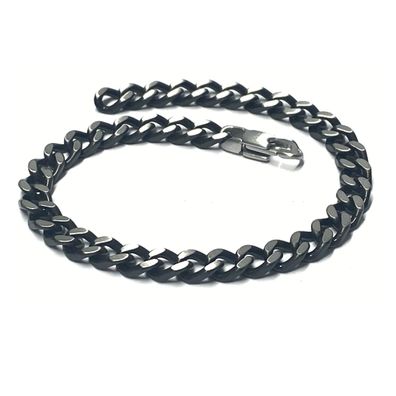 Armband Edelstahl geschwärzt Panzerkette matt 6mm schwarz robust 21cm