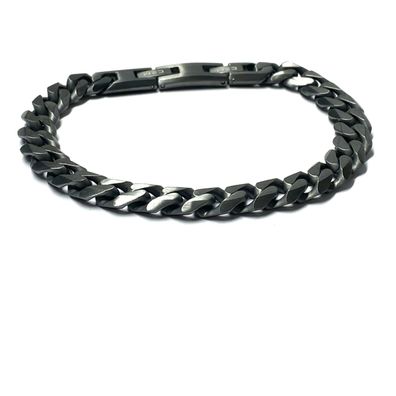 Armband Edelstahl geschwärzt Panzerkette matt 10mm schwarz robust 22 + 24cm