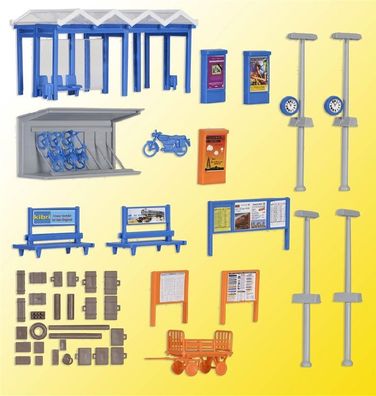 Kibri 38108 H0 Deko-Set Rund um den Bahnhof Spur H0