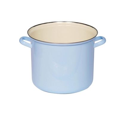 Riess Topf mit Chromrand Ø24cm 8,0L hoch Classic Pastell Blau Emaille Induktion