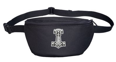 Thorshammer Mjölnir Bauchtasche Bestickt - Farbe: Schwarz